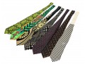 Lot Of Seven 100% Silk Neckties, Assorted Makers, Predominantly Black Tones
