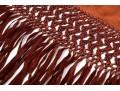 Striking Rust Suede And Woven Short Fringed Shawl, OSFA