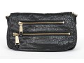 Cole Haan Pebbled Black Leather Flap Bag, Zip Pockets