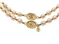 Chanel Faux Pearl And Strung Eternity Necklace With Logo Beads