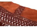 Striking Rust Suede And Woven Short Fringed Shawl, OSFA