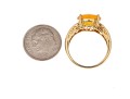 14k Contemporary Oval Cabachon Yellow-Orange Aventurine And Diamond Ring, Size 7