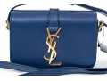Yves St. Laurent Lovely Blue Marine Monogrammed Front Shoulder Bag, $1219- Retail