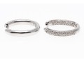 14k White Gold Beautiful Contemporary Pave Diamond Hoop Earrings, App. 0.41 TCW