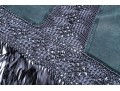 Lovely Grey Suede And Woven Large Triangular Shawl, Fringed, OSFA