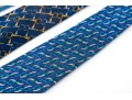 Lot Of Three Assorted Silk Neckties, Chanel And Gucci, Blue Tones