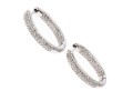 14k White Gold Beautiful Contemporary Pave Diamond Hoop Earrings, App. 0.41 TCW