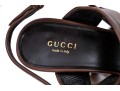 Gucci Striking Brown Bamboo Horsebit Sandals, Size 37