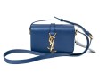 Yves St. Laurent Lovely Blue Marine Monogrammed Front Shoulder Bag, $1219- Retail