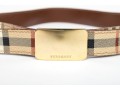 Burberry Classic Plaid Leather Belt With Clamp Buckle Closure, 30/75