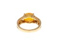 14k Contemporary Oval Cabachon Yellow-Orange Aventurine And Diamond Ring, Size 7