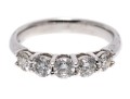 14k White Gold Classic Five Stone Diamond Band Ring, App. 0.80 TCW, Size 5.75