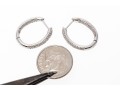 14k White Gold Beautiful Contemporary Pave Diamond Hoop Earrings, App. 0.41 TCW