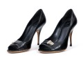 Givenchy Wonderful Black Patent Leather Peep Toe Stiletto Pumps, Size 37 1/2