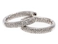 14k White Gold Beautiful Contemporary Pave Diamond Hoop Earrings, App. 0.41 TCW