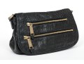 Cole Haan Pebbled Black Leather Flap Bag, Zip Pockets