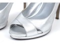Sergio Rossi Fabulous Silver Metallic Peep Toe Slingbacks, Size 37