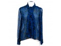 Chanel Boutique Black And Blue Long Sleeved Sheer Blouse, Size 40