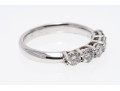 14k White Gold Classic Five Stone Diamond Band Ring, App. 0.80 TCW, Size 5.75