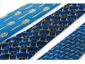 Lot Of Three Assorted Silk Neckties, Chanel And Gucci, Blue Tones