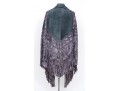 Lovely Grey Suede And Woven Large Triangular Shawl, Fringed, OSFA
