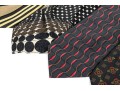 Lot Of Seven 100% Silk Neckties, Assorted Makers, Predominantly Black Tones