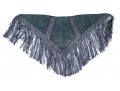Lovely Grey Suede And Woven Large Triangular Shawl, Fringed, OSFA