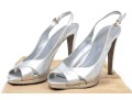 Sergio Rossi Fabulous Silver Metallic Peep Toe Slingbacks, Size 37