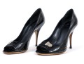 Givenchy Wonderful Black Patent Leather Peep Toe Stiletto Pumps, Size 37 1/2