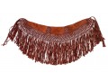 Striking Rust Suede And Woven Short Fringed Shawl, OSFA