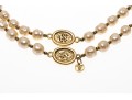 Chanel Faux Pearl And Strung Eternity Necklace With Logo Beads