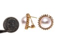 14k Yellow Gold Classic Cultured Mabe Pearl And Diamond Earrings, App. 0.72 TCW