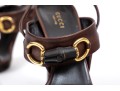 Gucci Striking Brown Bamboo Horsebit Sandals, Size 37