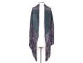 Lovely Grey Suede And Woven Large Triangular Shawl, Fringed, OSFA