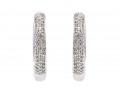 14k White Gold Beautiful Contemporary Pave Diamond Hoop Earrings, App. 0.41 TCW