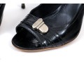 Givenchy Wonderful Black Patent Leather Peep Toe Stiletto Pumps, Size 37 1/2