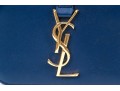 Yves St. Laurent Lovely Blue Marine Monogrammed Front Shoulder Bag, $1219- Retail