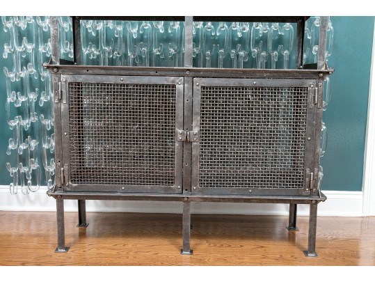 20th Century Vintage Steel Frame Factory Cabinet