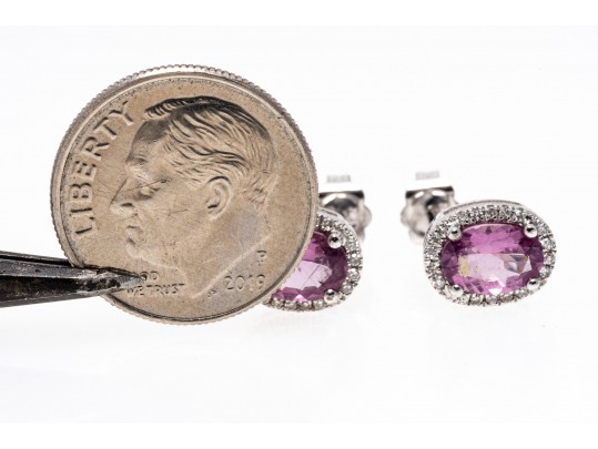 14K Pink Tourmaline & Diamond Petit Halo Earrings