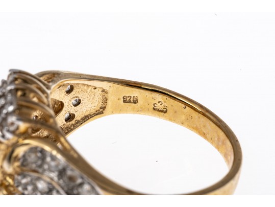 Sterling Vermeil Pendant, Earrings And Ring, Size 8.75