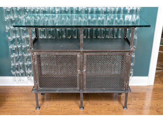 20th Century Vintage Steel Frame Factory Cabinet
