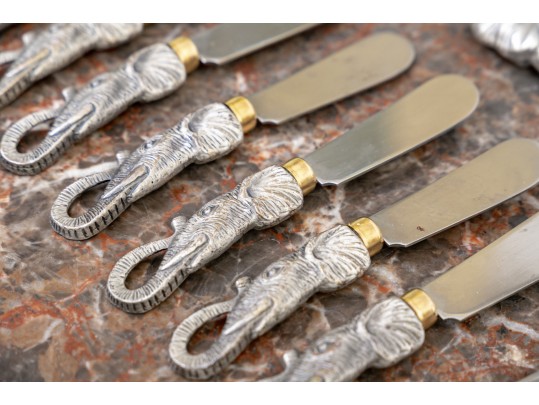 Partial Flatware Set With Cast Figural Handles