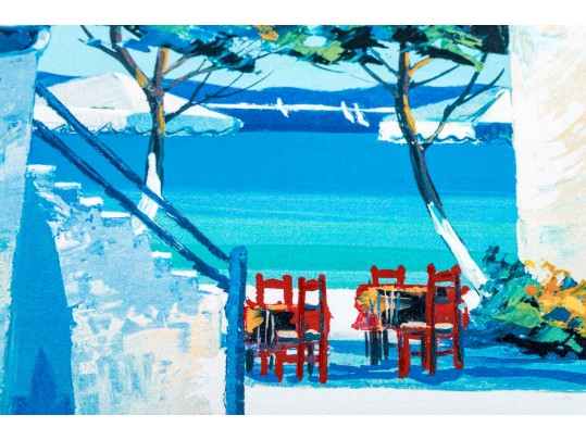 Kerfily (France, B.1948) Serigraph, Greek Island Street