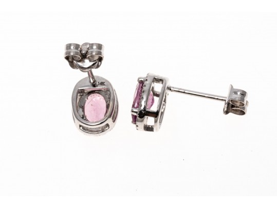 14K Pink Tourmaline & Diamond Petit Halo Earrings