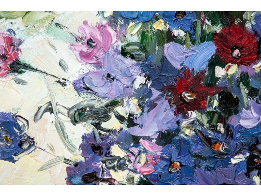 Vinci, Signed Oil On Canvas, Vase Of Flowers