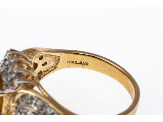 Sterling Vermeil Pendant, Earrings And Ring, Size 8.75