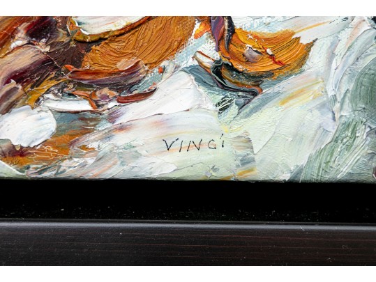 Vinci, Signed Oil On Canvas, Vase Of Flowers