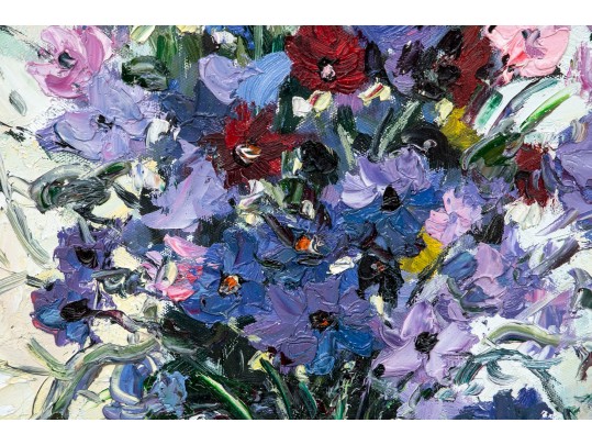 Vinci, Signed Oil On Canvas, Vase Of Flowers