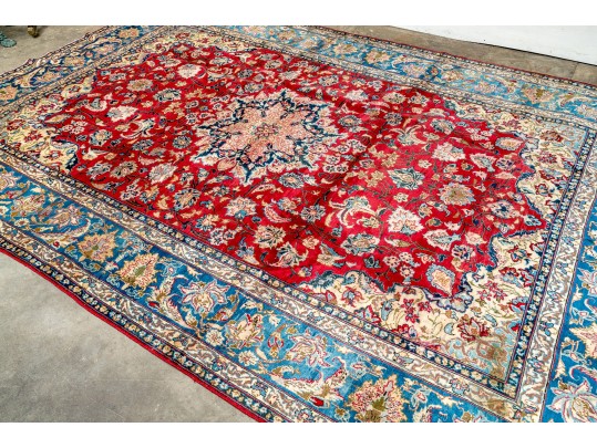 Large Hand Knotted Wool Persian Carpet  12' X 8'