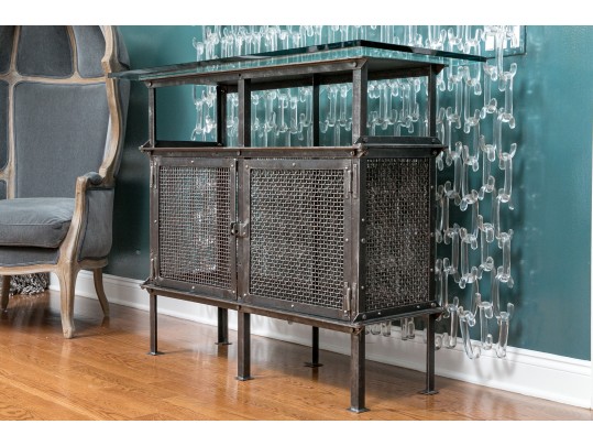 20th Century Vintage Steel Frame Factory Cabinet